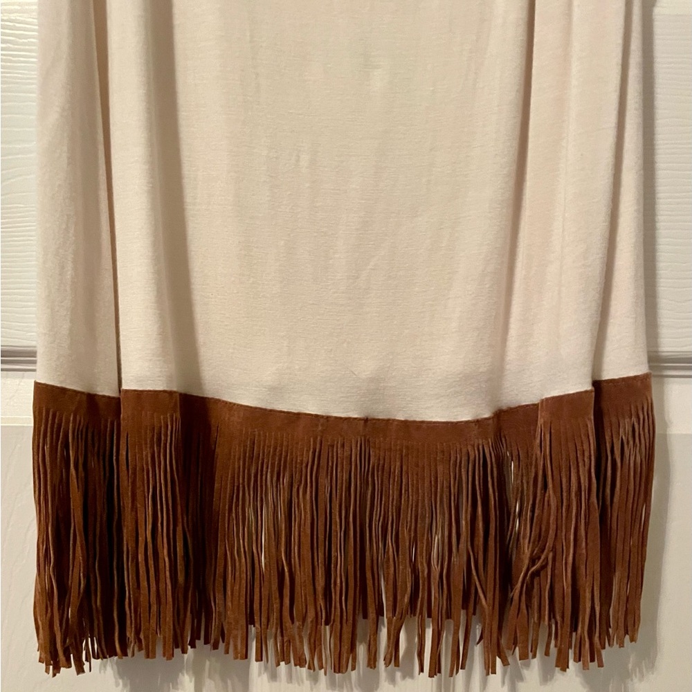 Bella Rose white and suede fringe tank dress. Size 2